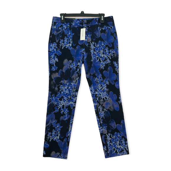 Banana Republic Women's Blue Floral Print Sloan Pants 6 - Picture 2 of 7